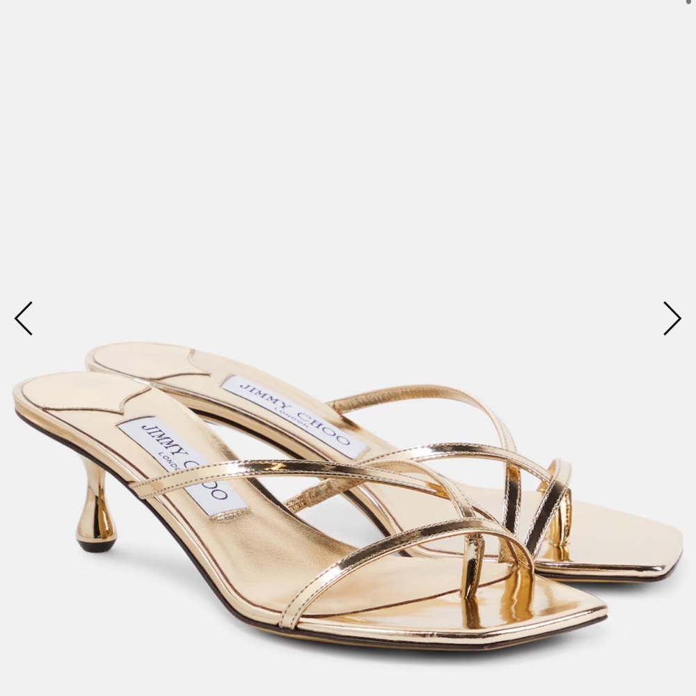 Jimmy Choo Etana 45 mirrored-leather mules